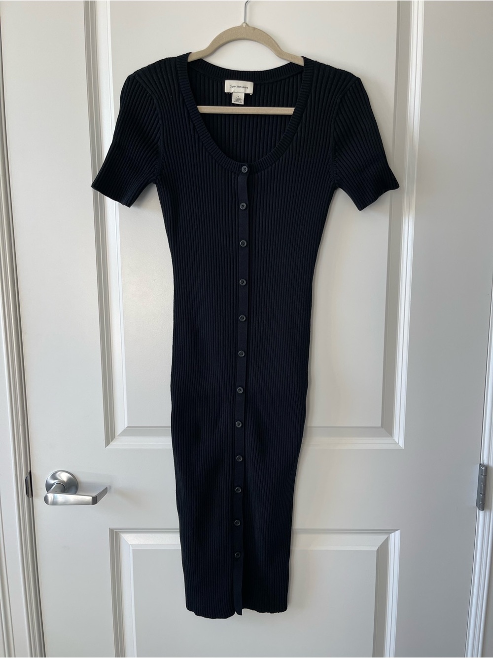 Calvin Klein Cotton Rib Button-Down Dress - Picture 2 of 5